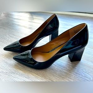 Black Block Heel Patent Leather Pumps (size 9) - Like New!